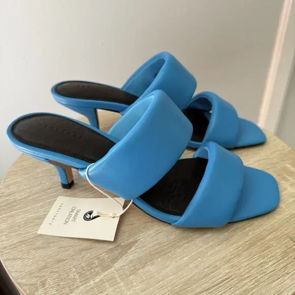 Sanctuary Women's Likely Square Toe Slip On Leather Sandal Size 8.5 M BLUE WIRE - Picture 2 of 16